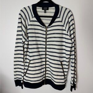 Jones New York Navy and Cream Striped Cardigan
